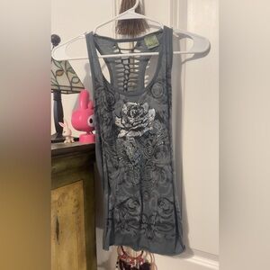 Gray Floral Women's Tank Top